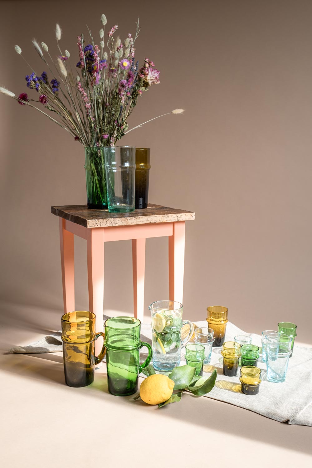 Glas Vase Beldi grün aus recyceltem Glas
